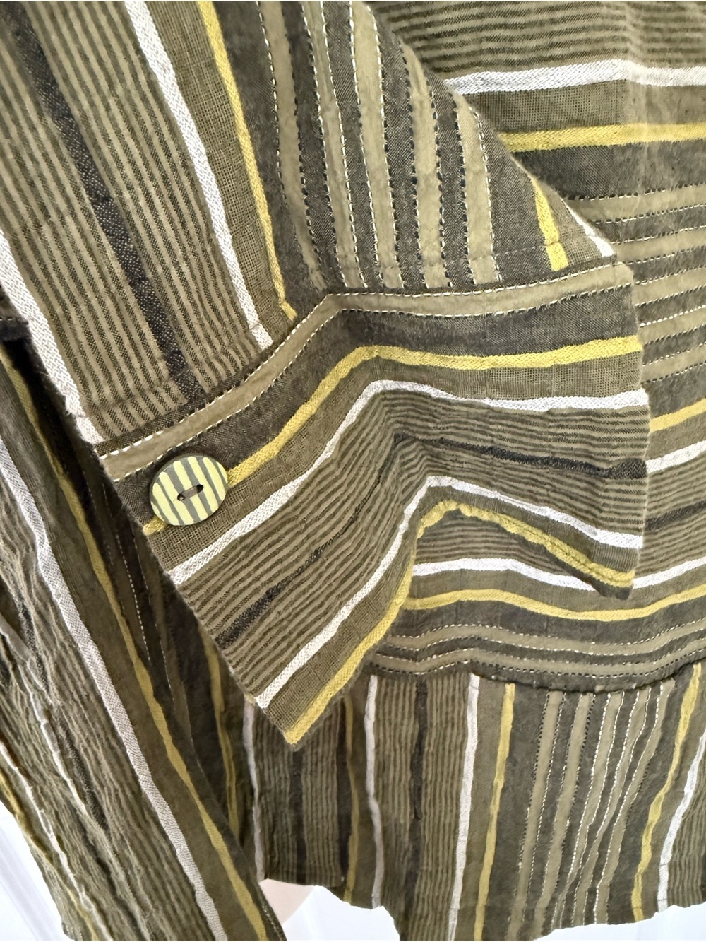 Habitat Change Your Stripes Mixed Stripe Pocket Button Front Shirt Olive Green S - Picture 9 of 12